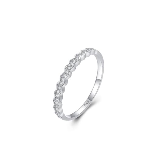 Dsnyu Ringe Frauen Silber, Eheringe Vintage 925 Sterling Silber Ripple mit Zirkon Schmuck Größe 54 (17.2) von Dsnyu