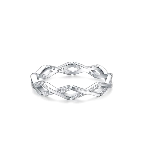 Dsnyu Ringe Frauen Silber, Verlobungsringe 925 Sterling Silber Einfaches Hohlkreuz Zirkonia Runde Form Schmuck Größe 54 (17.2) von Dsnyu
