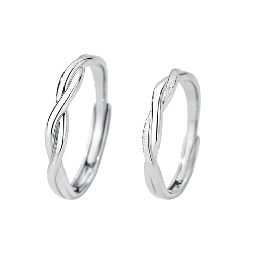 Dsnyu Ringe Frauen Silber, Verlobungsringe 999 Sterling Silber Möbiusband Zirkonia Runde Form Schmuck Größe Verstellbar von Dsnyu
