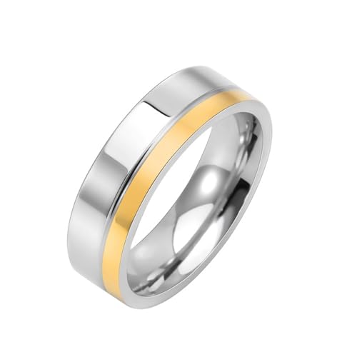 Dsnyu Ringe Für Herren 6mm, Ringe Herren Hochzeit Einfach Poliert Schmuck Titan Stahl Größe 67 (21.3) Komfort Fit mit Box von Dsnyu