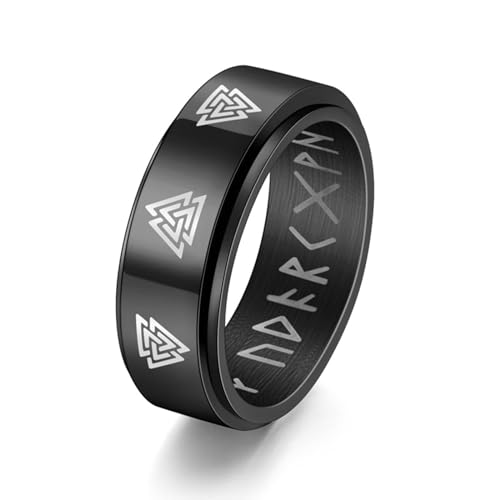 Dsnyu Ringe Für Herren Edelstahl, Promise Ring Men Schwarz Drehbare Zahlen Schmuck 8mm Breit Größe 57 (18.1) Cool Jahrestag Geschenk von Dsnyu