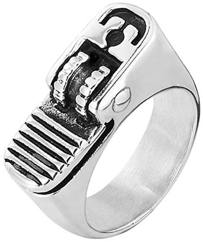 Dsnyu Ringe Männer, 10 mm Feuerzeug Statement Ringe, Herren Ring Edelstahl zum Valentinstag, Größe 67 (21.3) Silber von Dsnyu