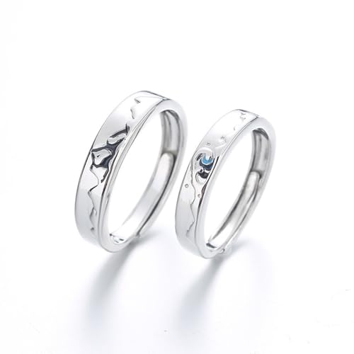 Dsnyu Ringe Silber 925 Herren, Eheringe Vintage Geometrische Linien Silber Schmuck Größe Verstellbar von Dsnyu