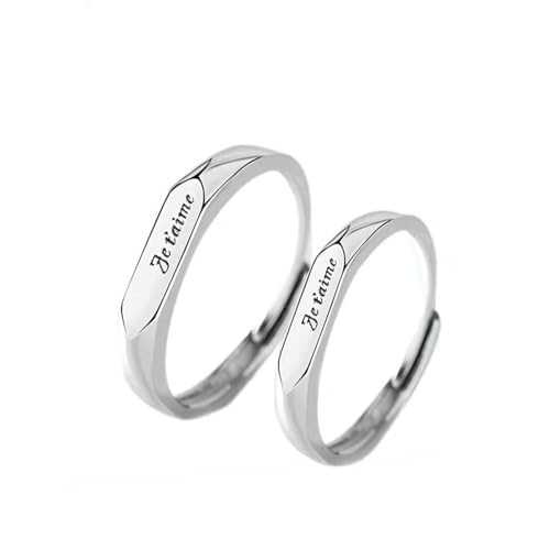 Dsnyu Ringe Silber 925 Herren, Verlobungsringe Brief Silber Paar Partner Schmuck für Ihn Größe Verstellbar von Dsnyu