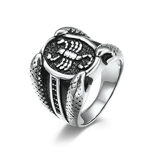 Dsnyu Ringe für Herren, Silber Versprechen Ring, Skorpion Edelstahl Ringe Herren für Sohn GR.60 (19.1) von Dsnyu