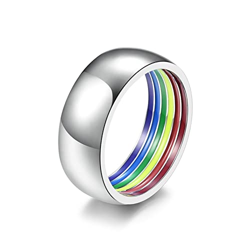 Dsnyu Ringe für Paare, Silber LGBT Ringe, Klassisch Edelstahl Ring Herren für Hochzeit GR.54 (17.2) von Dsnyu