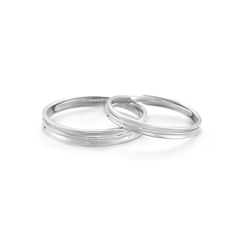 Dsnyu Ringe für Paare Silber 925, Hochzeit Ringe Paar Eleganter Stil mit Linie Silber Schmuck Größe Verstellbar von Dsnyu