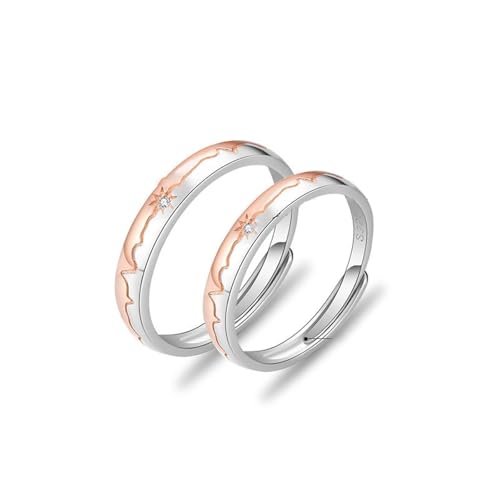 Dsnyu Ringe für Paare Silber 925, Partnerringe Verstellbar Sonne Zirkonia Runde Form Silber Roségold Schmuck von Dsnyu