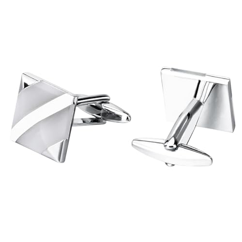 Dsnyu Silber Manschettenknöpfe, Manschettenknöpfe Herren Trauzeuge Weiße Muschel Quadratische Form Hemd Anzug Schmuck mit Geschenkbox Dsnyu Silber Manschettenknöpfe, Manschettenknöpfe Herren Trauzeuge Weiße Muschel Quadratische Form Hemd Anzug Schmuck mit Geschenkbox von Dsnyu