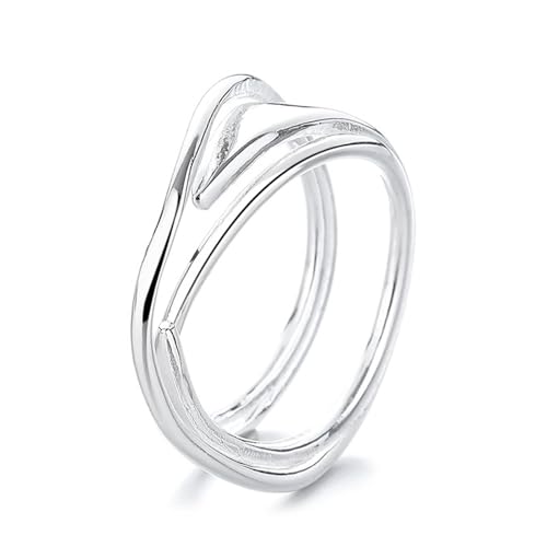 Dsnyu Silber Ring 925, Eheringe Frau Breite Unregelmäßige Geometrie Silber Schmuck Größe 54 (17.2) von Dsnyu