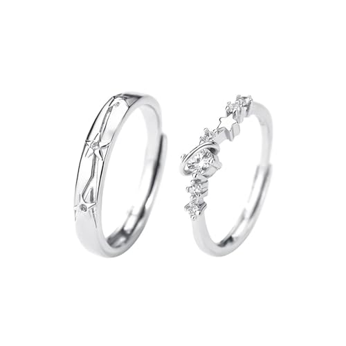 Dsnyu Silber Ring mit Stein, Sterling Silber Ring Herren 925 Planeten und Sterne Schmuck Größe Verstellbar von Dsnyu