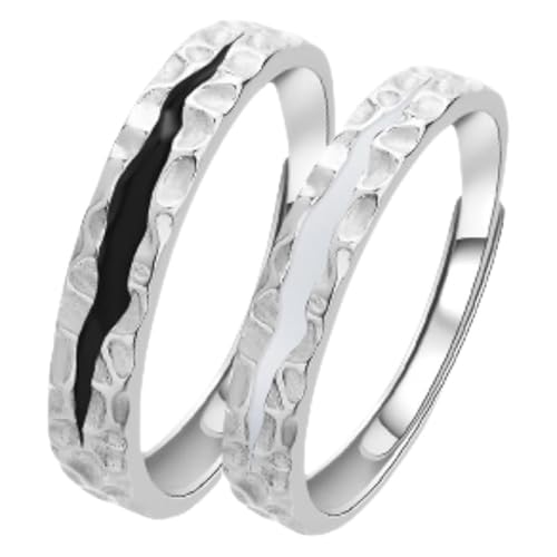 Dsnyu Silber Ring mit Stein, Sterling Silber Ringe Herren S925 Handgehämmerte, Holprige Textur Schmuck Größe Verstellbar von Dsnyu