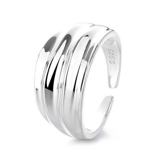 Dsnyu Silber Ringe 925 Frauen, Hochzeitsringe Breit Unregelmäßig Silber Schmuck Größe Verstellbar Dsnyu Silber Ringe 925 Frauen, Hochzeitsringe Breit Unregelmäßig Silber Schmuck Größe Verstellbar von Dsnyu