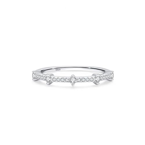 Dsnyu Silber Ringe Frauen, Eheringe 925 Sterling Silber Dreidimensionaler Zirkon Schmuck Größe 54 (17.2) von Dsnyu