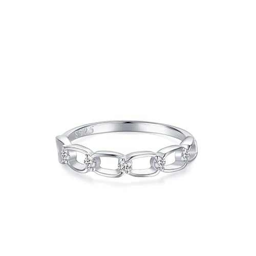 Dsnyu Silber Ringe Frauen, Trauringe 925 Sterling Silber Hohle Verriegelung Zirkonia Runde Form Schmuck Größe 54 (17.2) von Dsnyu