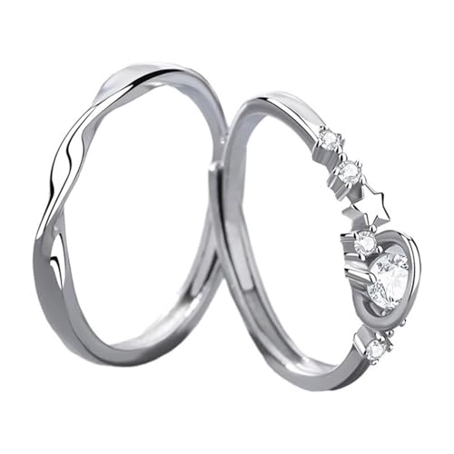 Dsnyu Silber Ringe Herren 925, Eheringe Vintage Möbiusband Silber Paar Partner Schmuck für Ihn Größe Verstellbar von Dsnyu