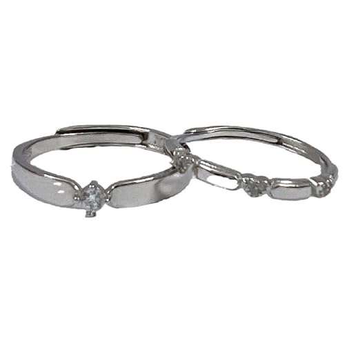 Dsnyu Silber Ringe Herren 925, Verlobungsring Zirkonia Band Silber Paar Partner Schmuck für Ihn Größe Verstellbar von Dsnyu