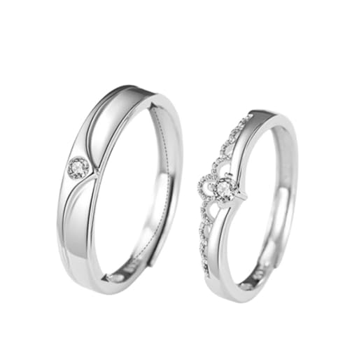 Dsnyu Silber Ringe Herren 925, Wedding Ring Krone Silber Paar Partner Schmuck für Ihn Größe Verstellbar von Dsnyu