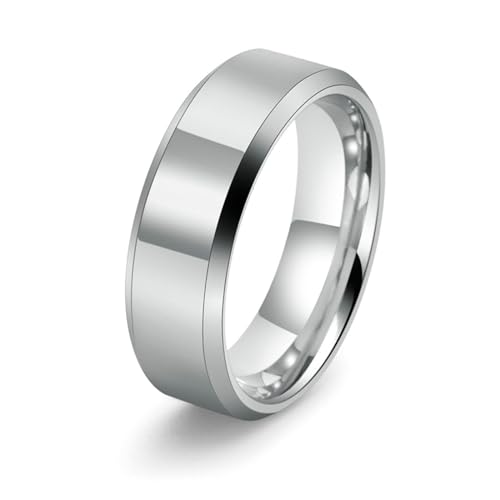 Dsnyu Silver Ring Women, Hochzeitsringe Tungsten Einfach Herren Schmuck 6mm Breit Größe 67 (21.3) Cool Jahrestag Geschenk von Dsnyu