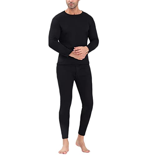 Dsnyu Sport Unterwäsche Jungs, Polyester Thermounterwäsche Set Schwarz, Rundhalsausschnitt Weich Unterteil und Oberteil für Winter 6XL von Dsnyu