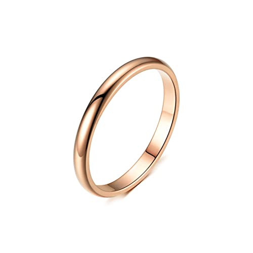 Dsnyu Stapelbare Bandringe für Frauen, 2MM Schlicht Poliert Edelstahl Rosegold Knöchelringe Midi Fingerringe 44 (14.0) von Dsnyu