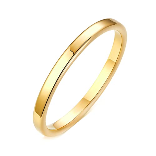 Dsnyu Stapelring Schmuck Ewigkeitsbänder 2MM Edelstahl Eheringe Schlicht Titan Vergoldet 49 (15.6) von Dsnyu