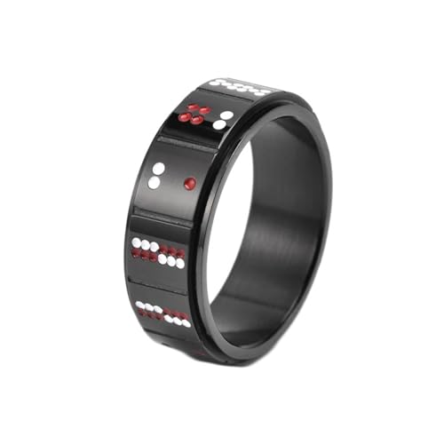 Dsnyu Trauringe Herren, Black Ringe Würfelspinner Schmuck 8mm Breit Titan Stahl Größe 60 (19.1) Cool Jahrestag Geschenk von Dsnyu