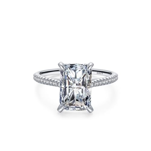 Dsnyu Trauringe Silber, Eheringe Frau 925 Sterling Silber Ewigkeit mit Solitaire Zirkonia Rechteckige Form Schmuck Größe 54 (17.2) von Dsnyu