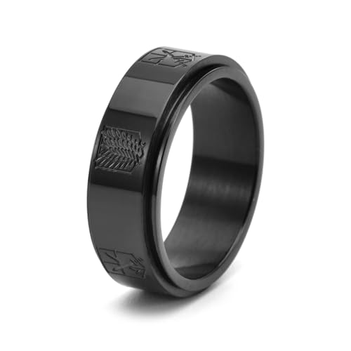 Dsnyu Trauringe Titan, Ring Men Schwarz Drehbar Herren Schmuck 8mm Breit Größe 52 (16.6) Komfort Fit mit Box von Dsnyu