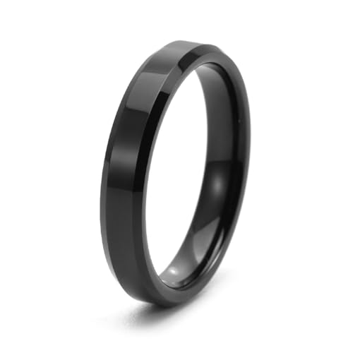 Dsnyu Tungsten Ring Men, Ringe Frauen Vintage Schwarz Einfach Herren Schmuck 4mm Breit Größe 54 (17.2) Komfort Fit mit Box von Dsnyu