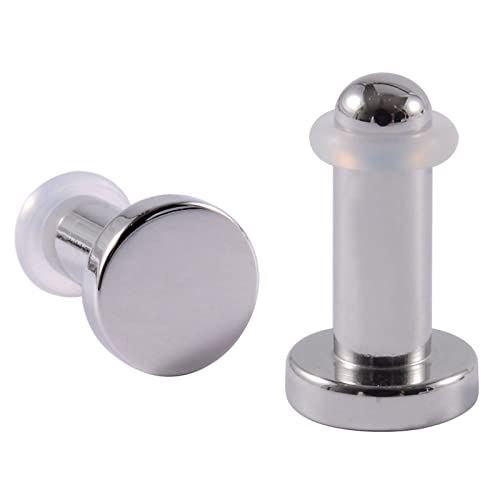 Dsnyu Tunnel Expander Set 3MM, 2PCS Langhantel mit Massivem Zylinder Herren Ohrringe Plug, 8G Titan Ohrring Plug Silber von Dsnyu