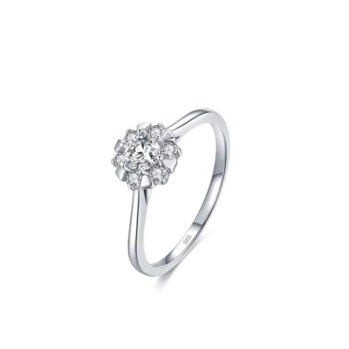 Dsnyu Verlobungsring 925, Ehering Frau Blütenform Zirkonia Runde Form Silber Schmuck Größe 52 (16.6) von Dsnyu