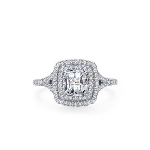 Dsnyu Verlobungsring 925 Silber, Ehering Frau Quadratischer Heiligenschein Zirkonia Quadratische Form Silber Schmuck Größe 52 (16.6) von Dsnyu