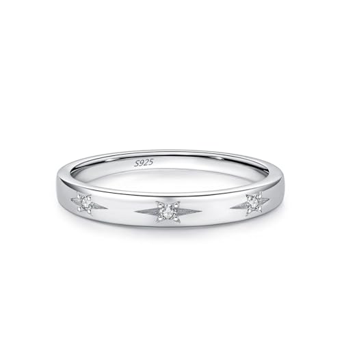 Dsnyu Verlobungsring 925 Silber, Eheringe für Frauen Sechszackiger Stern Zirkonia Runde Form Silber Schmuck Größe 60 (19.1) von Dsnyu