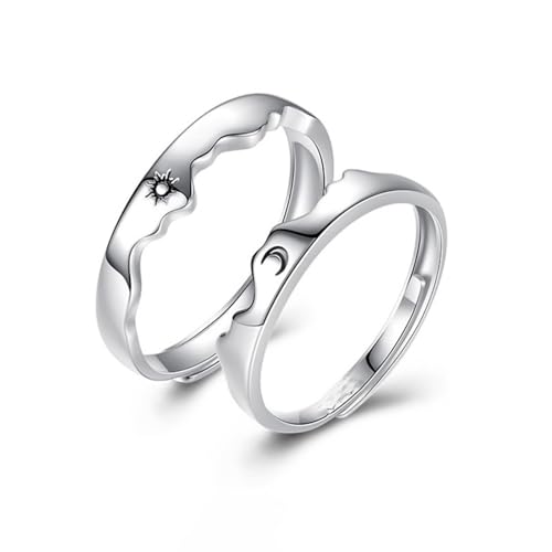 Dsnyu Verlobungsring 925 Silber, Hochzeitsringe Herren Sonne Silber Paar Partner Schmuck für Ihn Größe Verstellbar von Dsnyu