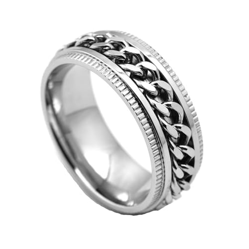 Dsnyu Verlobungsring Herren Edelstahl, Wedding Ring Women Silber Drehbare Kette Schmuck Größe 52 (16.6) Cool Jahrestag Geschenk von Dsnyu