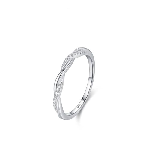 Dsnyu Verlobungsring Silber, Eheringe Frau 925 Sterling Silber Möbiusband Verflochten Zirkonia Runde Form Schmuck Größe 54 (17.2) von Dsnyu
