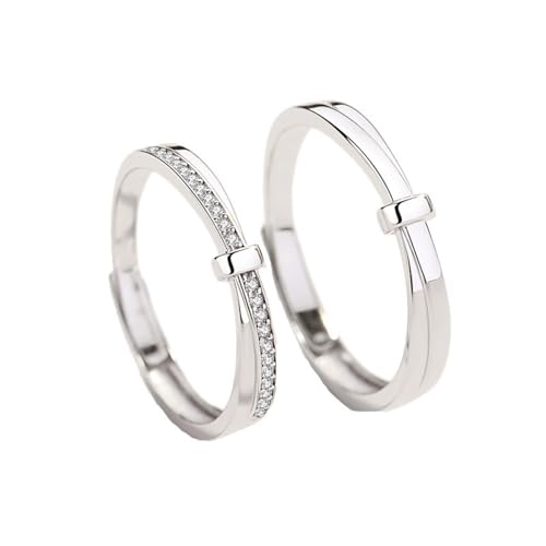 Dsnyu Verlobungsring Verstellbar, Sterling Silber Ringe Herren S925 Eine Bindung Aufbauen Silber Schmuck von Dsnyu