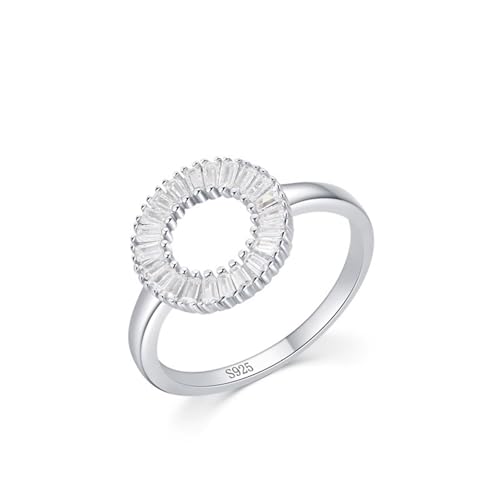 Dsnyu Verlobungsringe Silber, Ehering Frau 925 Sterling Silber Hohlrund Zirkonia Rechteckige Form Schmuck Größe 54 (17.2) von Dsnyu