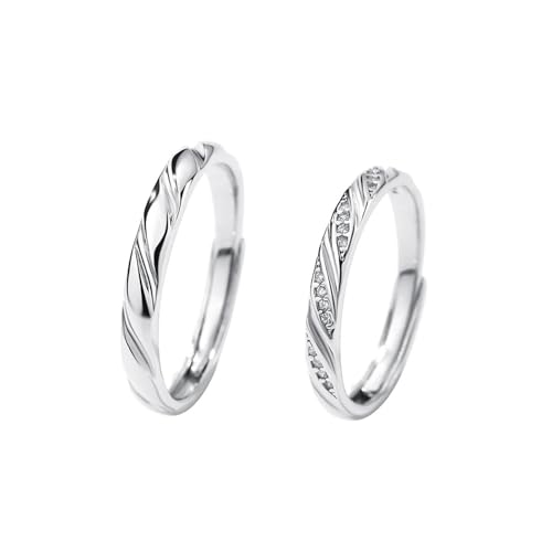 Dsnyu Verlobungsringe Silber, Promise Ring Herren 999 Sterling Silber Eleganter Twill Schmuck Größe Verstellbar von Dsnyu