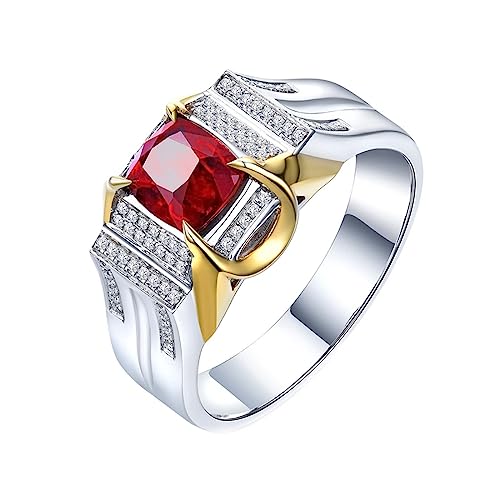 Dsnyu Vintage Ring Men, Ring Gold 18K Mode Labor Geschaffener Rubin 0.95ct Ovale Form Rot Eheringe Größe 63 (20.1) 18 Karat Weißgold von Dsnyu