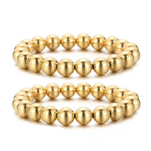 Edelstahl Armband Damen, Armbänder Gold 10 mm Perlenkette Schmuck Jahrestag Geschenk für Sie von Dsnyu