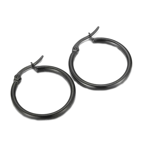 Edelstahl Ohrringe Damen Edel, Hoop Earrings Small 30 mm Kreis Schwarz Schmuck Jahrestag Geschenk von Dsnyu