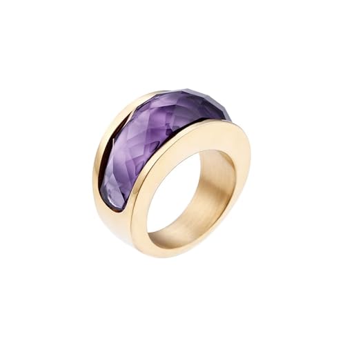 Edelstahl Ring Ehering, Promise Ring for Women Rund mit Kristall Lila Größe 57 (18.1) Damen Schmuck Komfort Fit von Dsnyu