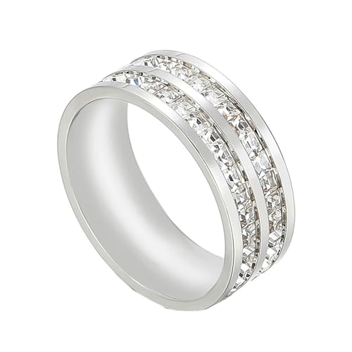 Edelstahl Ring Verlobung, Ringe Silber Vintage mit Quadratischem Zirkonia Größe 52 (16.6) Damen Schmuck Jahrestag Geschenk von Dsnyu