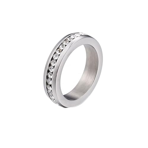 Edelstahl Ring Verlobung, Silber Ring mit Stein Rund 5 mm mit Zirkonia Größe 57 (18.1) Damen Schmuck Jahrestag Geschenk von Dsnyu