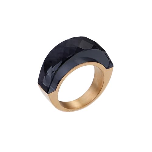 Edelstahl Ringe Damen Unique, Hochzeitsringe Gold Rund mit Kristall Größe 52 (16.6) Schmuck Komfort Fit von Dsnyu