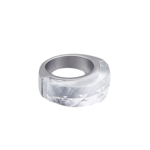 Edelstahlringe Damen, Wedding Ring Rund mit Kristall Silber Größe 52 (16.6) Schmuck für Geburtstag von Dsnyu