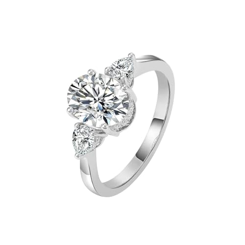 Ehering Damen, Verlobungsring Vintage Moissanit Klassiker Weißgold Trauringe Platin Größe 56 (17.8) von Dsnyu