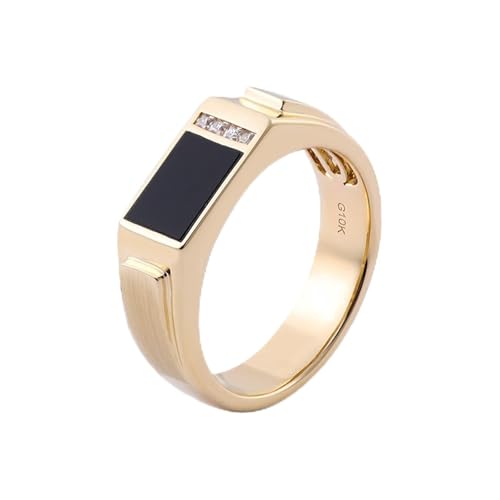 Eheringe 585 Gold, Promise Ring Men Weiß Moissanit Rechteck Verlobungsring 14 Karat Gelbgold Größe 67 (21.3) von Dsnyu